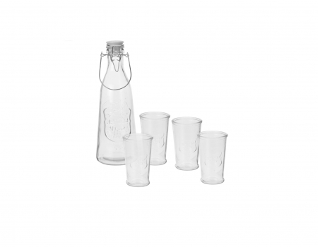 Accesorii servire bauturi - Set servire bauturi racoritoare Excellent Houseware, sticla, 10x30 cm, 1 l, transparent