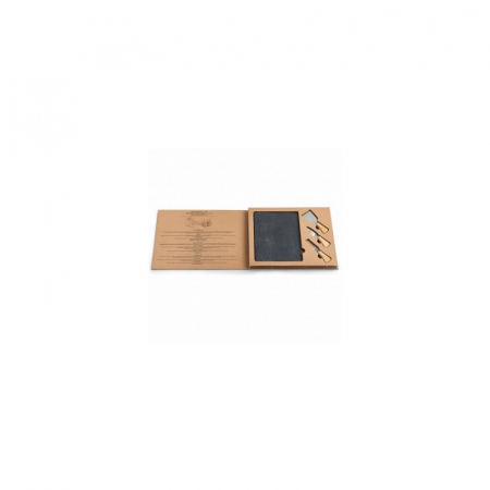Set servire branzeturi Zeller, otel inoxidabil/lemn/piatra, 24x18 cm, negru [1]