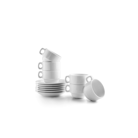 Cesti - Set servire cafea 12 piese Ibili-Castilla Blanco, portelan, 6.5-12x5 cm, 80 ml, alb