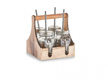 Set servire limonada Zeller, lemn/sticla, 22x20 cm, maro [0]
