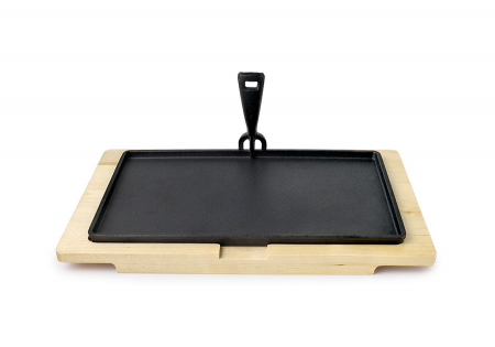 Set servire tapas Ibili, fonta/lemn, 34/40x20/24 cm, negru/maro [2]