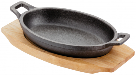 Seturi servire tapas - Set servire tapas Judge Sizzle&Serve, fonta/lemn, 16x11 cm, negru/maro