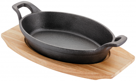 Seturi servire tapas - Set servire tapas Judge Sizzle&Serve, fonta/lemn, 20x14 cm, negru/maro