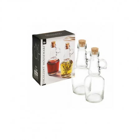 Oliviere si solnite - Set servire ulei/otet Excellent Houseware, sticla, 7x18 cm, 250 ml, transparent