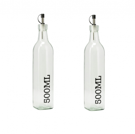 Excellent Houseware oil/vinegar serving set, glass/stainless steel, 6x26 cm, 500 ml, transparent [6]