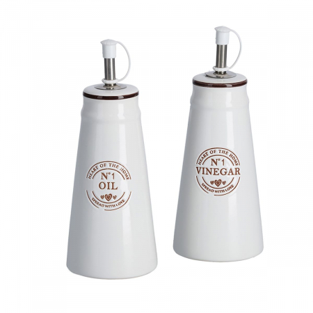 Oliviere si solnite - Set servire ulei/otet Zeller, ceramica, 7.5x19.3 cm, 260 ml , alb
