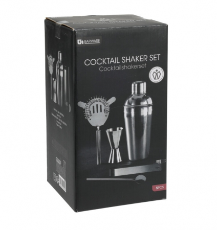Set shaker si accesorii bar Excellent Houseware, otel inoxidabil, 12x23 cm, argintiu [1]