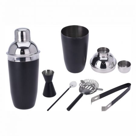Set shaker si accesorii bar Koopman-Excellent Houseware, otel inoxidabil, negru/argintiu [1]