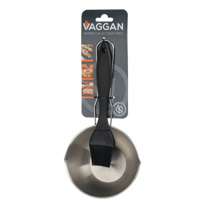 Set sosiera si pensula Vaggan, metal/silicon, 11.5x6.3 cm, negru/argintiu [1]