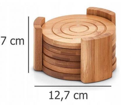 Set suport pahare sapte piese Zeller, bambus,  12.7x7 cm, maro [3]
