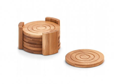 Suporturi pahare, cesti, cani - Set suport pahare sapte piese Zeller, bambus,  12.7x7 cm, maro