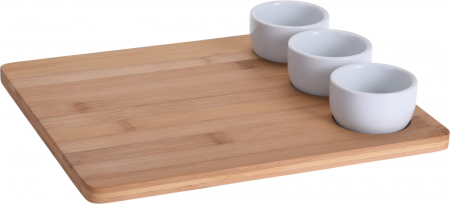 Platouri servire - Set sushi 4 piese Excellent Houseware, bambus/portelan, 28x24 cm, maro/alb
