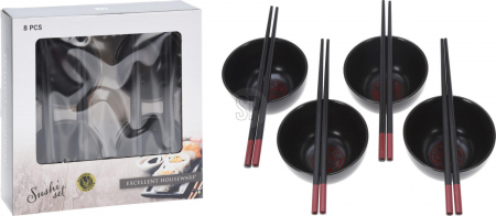 Set sushi 8 piese Excellent Houseware, ceramica/bambus, negru [1]