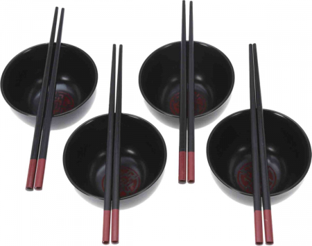 Set sushi 8 piese Excellent Houseware, ceramica/bambus, negru [2]