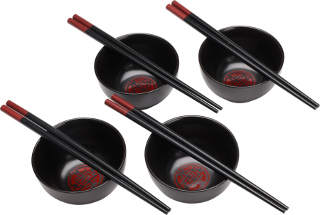 Platouri servire - Set sushi 8 piese Excellent Houseware, ceramica/bambus, negru