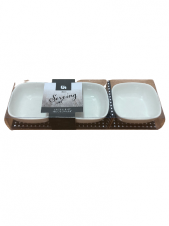 Set trei boluri servire salata/sosuri/snacks Excellent Houseware, portelan, 10x4 cm, alb [1]