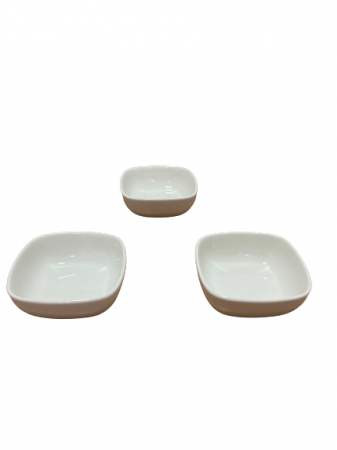 Vesela si tacamuri - Set trei boluri servire salata/sosuri/snacks Excellent Houseware, portelan, 10x4 cm, alb