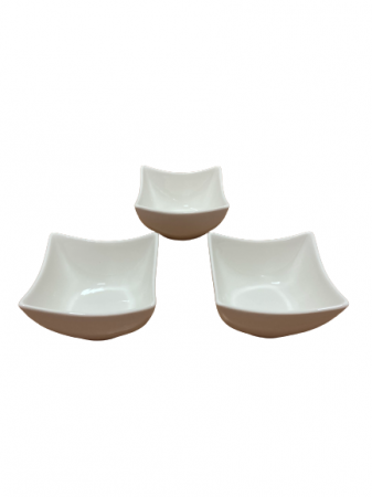 Set trei boluri servire salata/sosuri/snacks Excellent Houseware, portelan, 9x5 cm, alb [0]