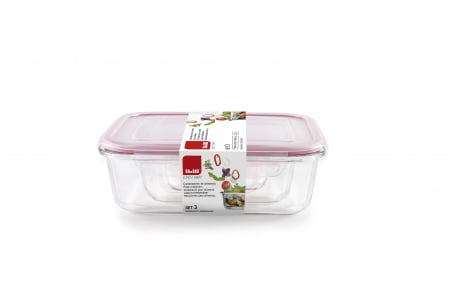 Set of three Ibili-Borosilicate casseroles, borosilicate glass, 180/650/1500 ml, red [2]