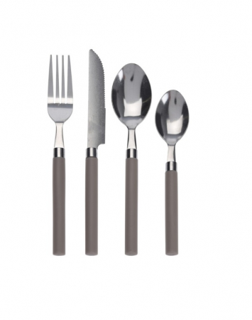 Set vesela si tacamuri Excellent Houseware, portelan/otel inoxidabil 18/0, 36 piese, alb/argintiu [2]