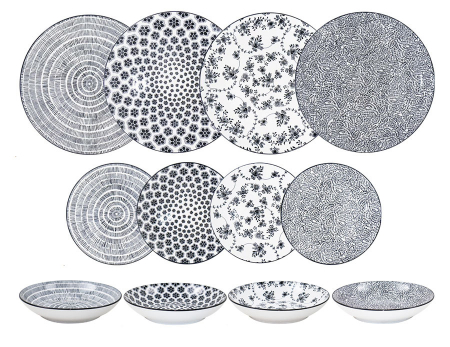 Plate sets - Ibili Armonia dinnerware set, porcelain, 12 pieces, black