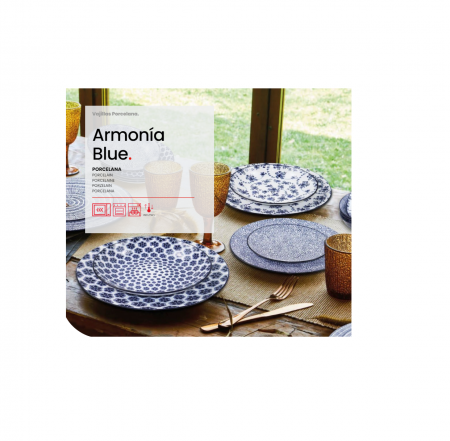 Ibili Armonia dinnerware set, porcelain, 12 pieces, blue [1]
