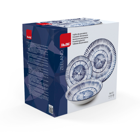 Seturi vesela - Set vesela Ibili Zeeland, portelan, 12 piese, alb/albastru