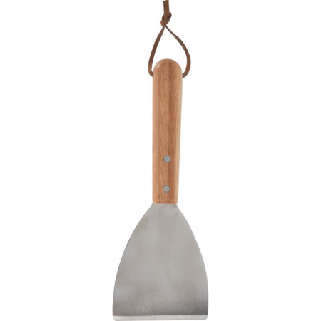 Ustensile gratar - Spatula pentru gratar BBQ, otel inoxidabil/lemn, 27x10 cm, argintiu/maro