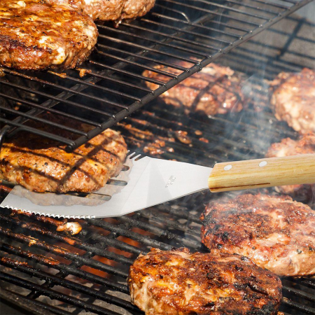 Spatula pentru gratar Vaggan, otel inoxidabil/lemn, 40 cm, argintiu/maro [5]