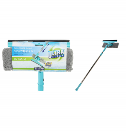 Stergator telescopic pentru geamuri Excellent Houseware, otel inoxidabil/microfibra, 85-132 cm, turcoaz [2]