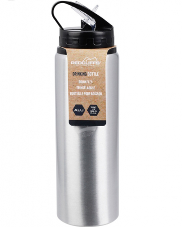 Water bottles - Excellent Houseware water bottle, aluminum, 7x25 cm, 750 ml, gray