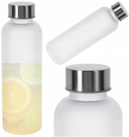 Sticla apa Excellent Houseware, plastic, 6.5x21 cm, 500 ml, transparent/alb [2]