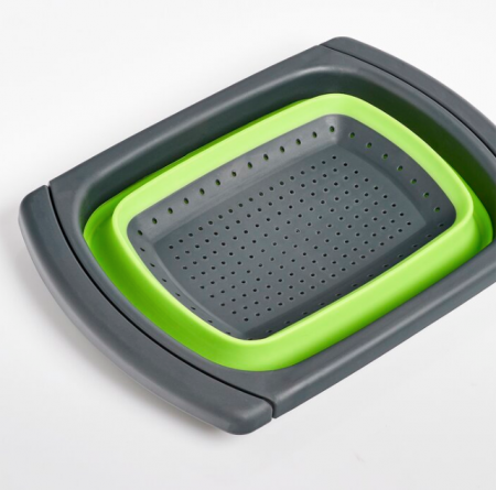 Zeller colander with extendable handles, silicone/plastic, 13x44x30 cm, green/black [1]