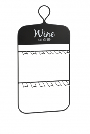 Bucatarie - Suport 10 pahare vin Excellent Houseware, metal, 31x60x11 cm, negru