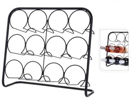 Suport 12 sticle vin Home&Styling Collection, metal, 45x14x38 cm, negru [1]