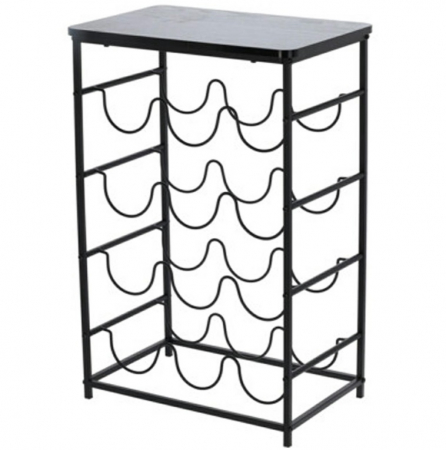 Suporturi si accesorii vin - Suport 12 sticle vin Koopman, metal/lemn, 40x26x60 cm, negru