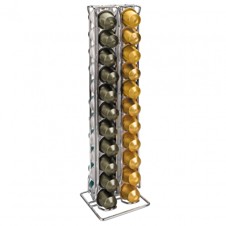 Accesorii Bauturi - Suport 44 capsule Nespresso Ibili-Fuji, otel cromat, 10x10x38 cm, argintiu