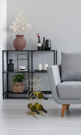 Home&Styling Collection 8-bottle wine rack, metal, 23x11x48 cm, gold [2]