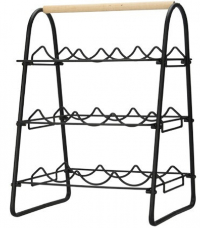 Suporturi si accesorii vin - Suport 9 sticle vin Home&Styling Collection, metal, 33x29x46 cm, negru/maro