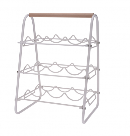 Wine racks and accessories - Home&Styling Collection 9-bottle wine rack, metal, 33x29x46 cm, white/brown