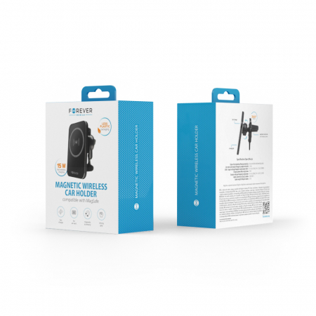 Suport auto Forever, pentru aerisire MACH-100, magnetic cu incarcare wireless, 15W, negru [7]