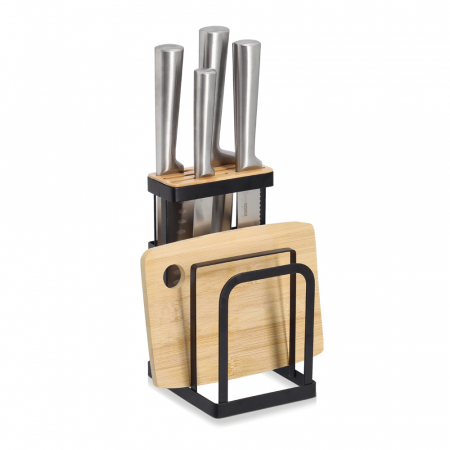 Suport cutite Zeller, metal/bambus, 12x14x22 cm, negru [2]