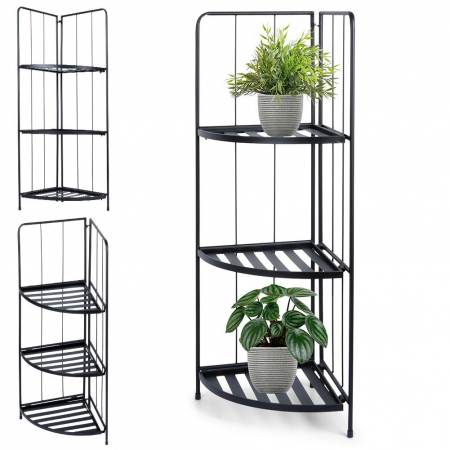 Suport de colt pliabil pentru flori Koopman, metal, 42x30x90 cm, negru [9]