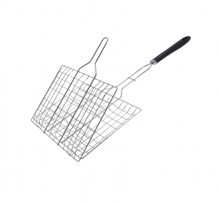 Ustensile gratar - Suport gratar pentru hamburgeri BBQ, otel cromat, 60x35 cm, argintiu