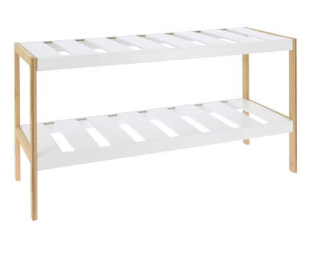 Suport incaltaminte Excellent Houseware, bambus/MDF, 70x26x36 cm, alb/maro [0]