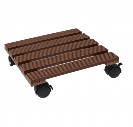 Ghivece si ustensile plante - Suport mobil ghiveci flori ProGarden, lemn/plastic, 29x29 cm, maro/negru