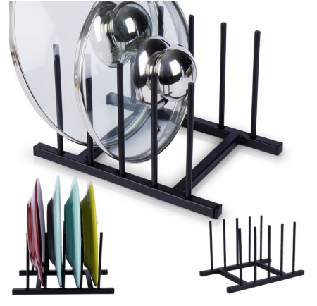 Suport pentru farfurii si capace Excellent Houseware, metal, 20x12.5x12 cm, negru [6]