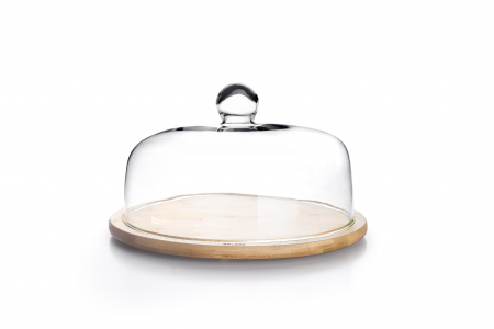 Suporturi prajituri - Suport pentru tort Ibili-Borosilicate, bambus/sticla borosilicata, 30x20 cm, maro