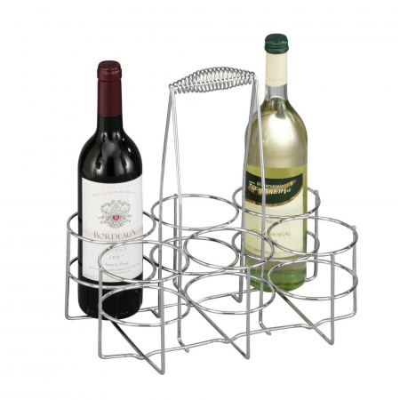 Suport sase sticle vin Zeller, metal, 32x22x31 cm, argintiu [1]