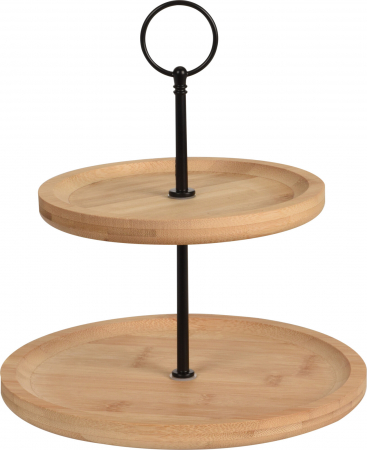 Platouri servire - Suport servire cu 2 nivele Excellent Houseware, bambus, 21.5/16.5x23.5 cm, maro